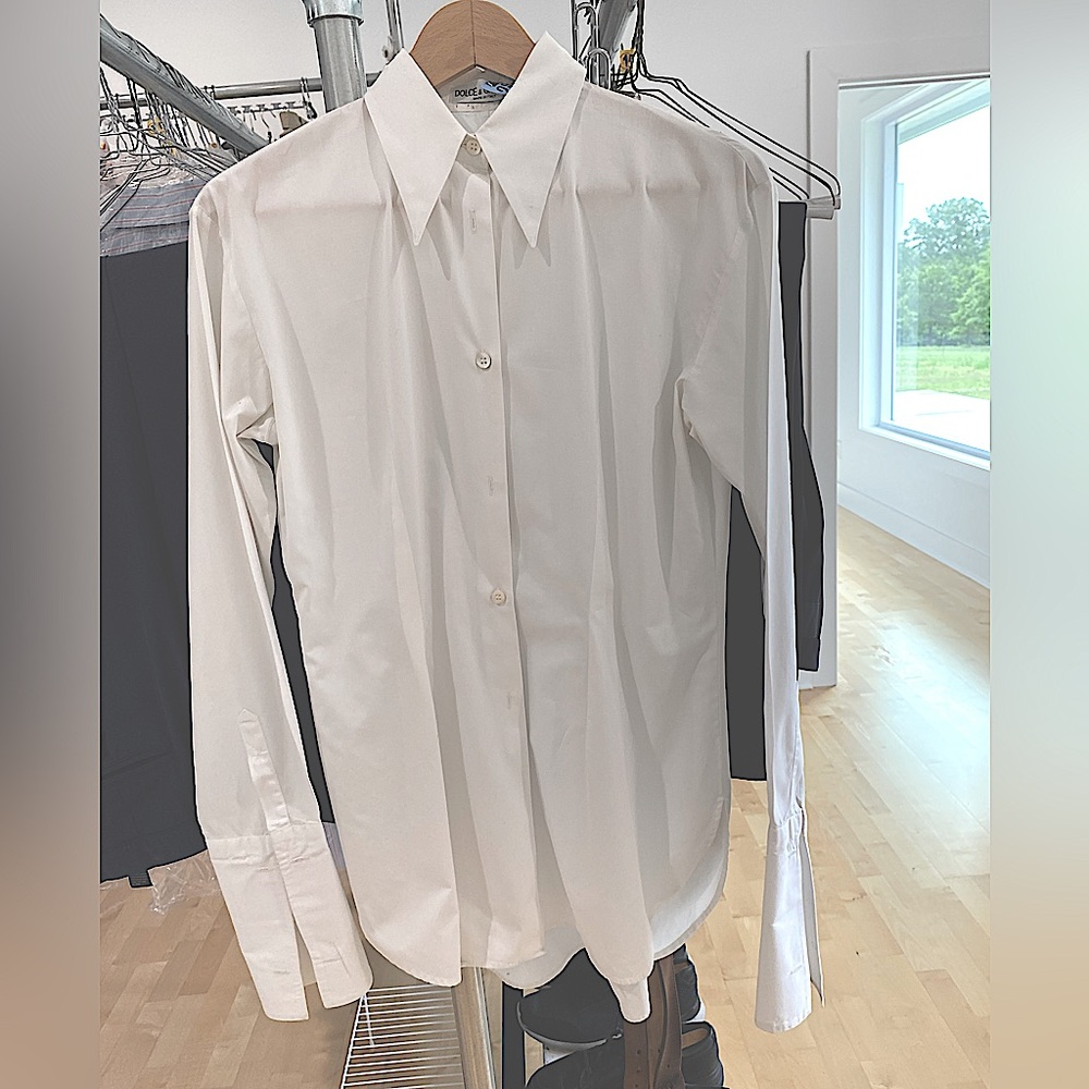 Dolce & Gabbana Cuffed Long White Blouse